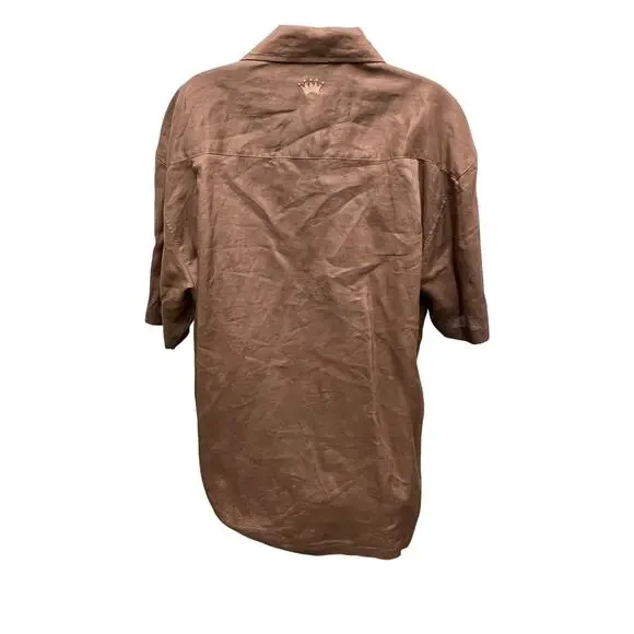 Steve Harvey Linen Men's Size 4XL Black Button Down Shirt w Pockets Short Sleeve - Picture 5 of 5